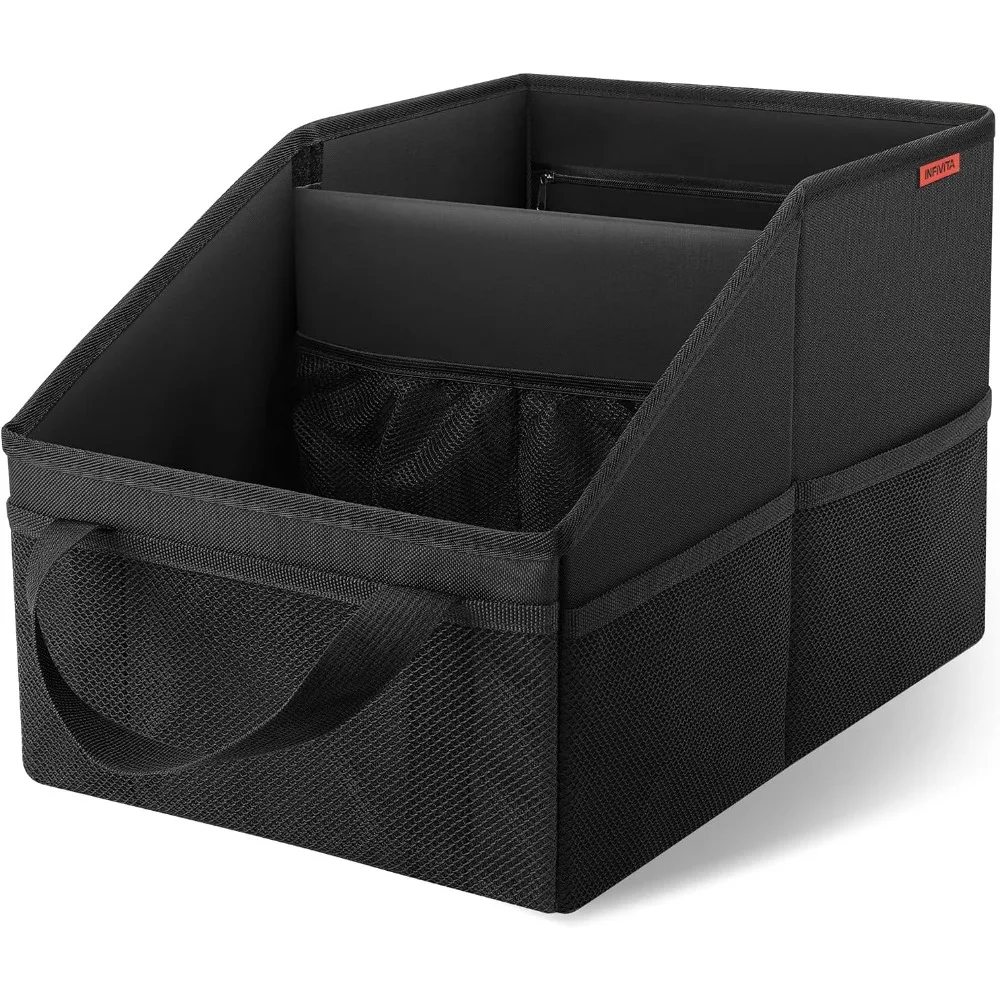 

car organizer - automotive organizer for front and back seat or floor, car caddy organizer with divide, handles and multiple mes