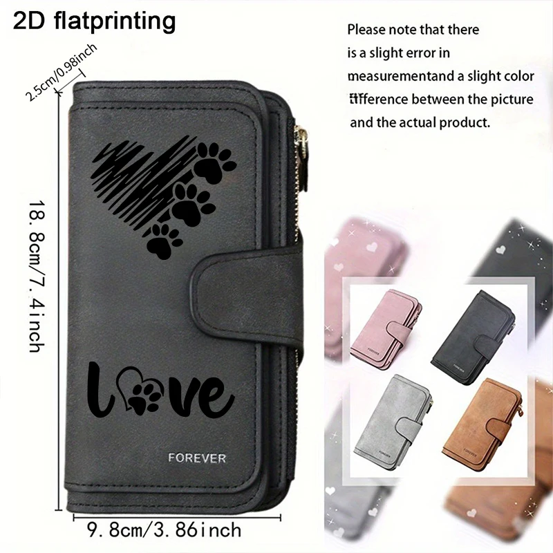 Heart-Shaped Animal Paw Butterfly Print Design Women Wallets Card Coin Wallet for Girls Purse ID Wallets Female Coin Purse Gift