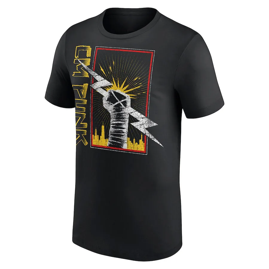 

Men's Black CM Punk Chicago Fist T-Shirt Is Simple Stylish Casual Loose And Breathable Suitable For Outdoor Sports And Fitness