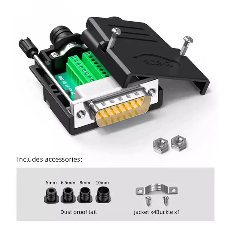 COM RS232 Serial Port D-SUB Terminal Plug Adapter DB9 DB15 DB25 Connector 9 15 25-pin Male Female Solder-free Breakout Connector