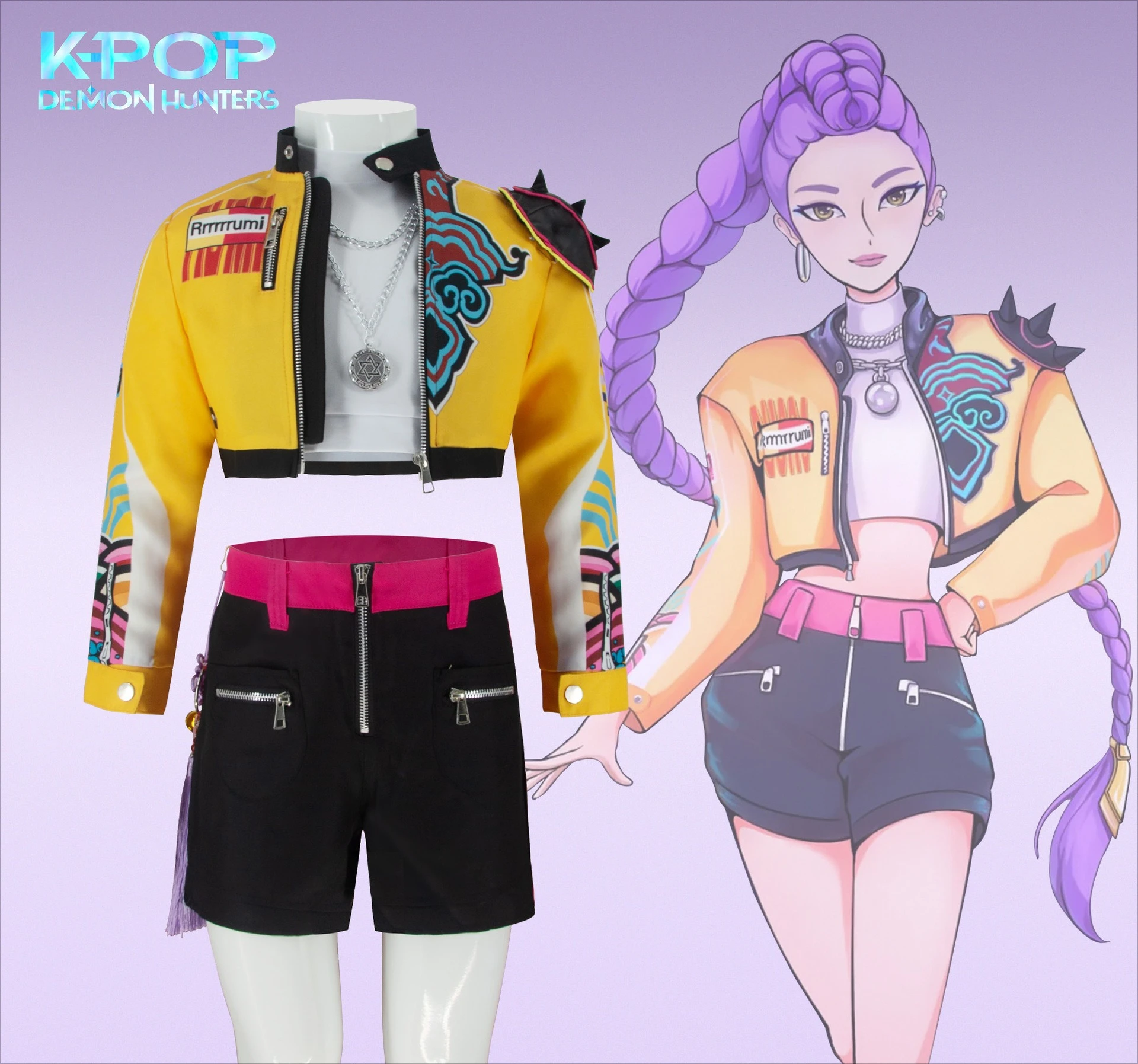 

Cartoon Rumi KPop Demon Hunters Hallween Cosplay Costume Rumi Outfits Carnival Party Role Playing Fantasy Suit Girls Children
