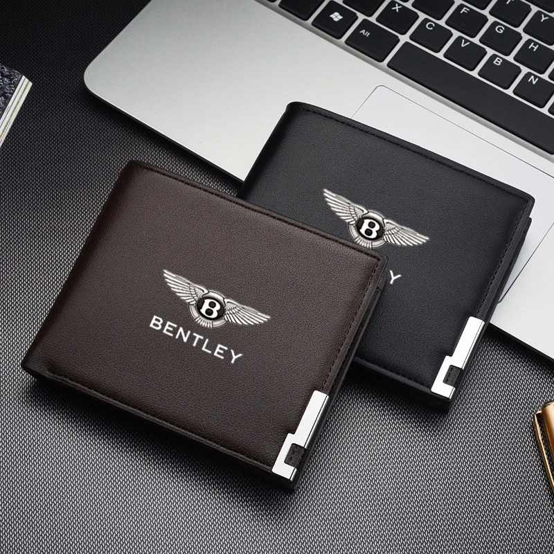 Cartera para hombre con logotipo de coche, monedero de cuero, tarjetero, licencia para nuevo Bentley Flying Spur Continental GT Bentayga Mulsanne, accesorios