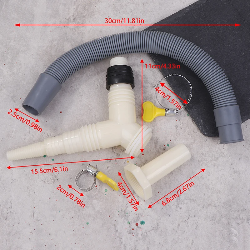 1Set Drainage Tee Adapter Drainage Pipe Fitting For Washing Machine Dryer Drain With Extended Drainage Hose..