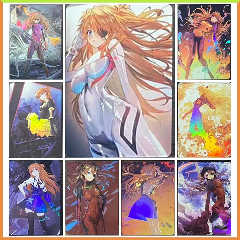 

Anime Goddess Story DIY ACG Foil Stamping Flash Toys for boy Asuka Langley Soryu Tabletop Game Collectible Card Birthday Present