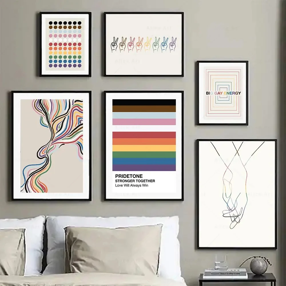 Canvas Painting Posters Prints Abstract Pictures Subtle Pride Office Decor LGBTQ Gift Lesbians Gays Wall Art Living Room Decor