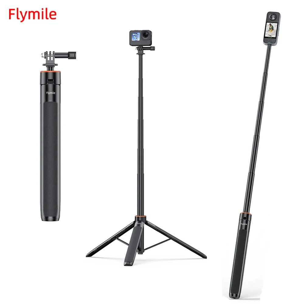 Flymile Ausziehbarer Stativ-Hand-Selfie-Stick für DJI Action6/5 Pro/Pocket 3/Insta 360 x 5, Zubehör, tragbarer Ständer, 1,38 m Stange