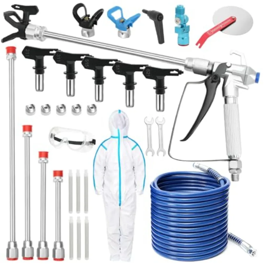 

26Pcs Airless Paint Sprayer Gun Kit 3600PSI High Pressure Airless Spray Gun with 50Ft High Pressure Hose Set 5Pcs Airless Spray
