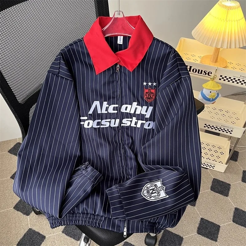 

Свободная уличная одежда в американском стиле, полосатый джет для мужчин, осень-зима, большие размеры 250, летное пальто, верхняя одежда