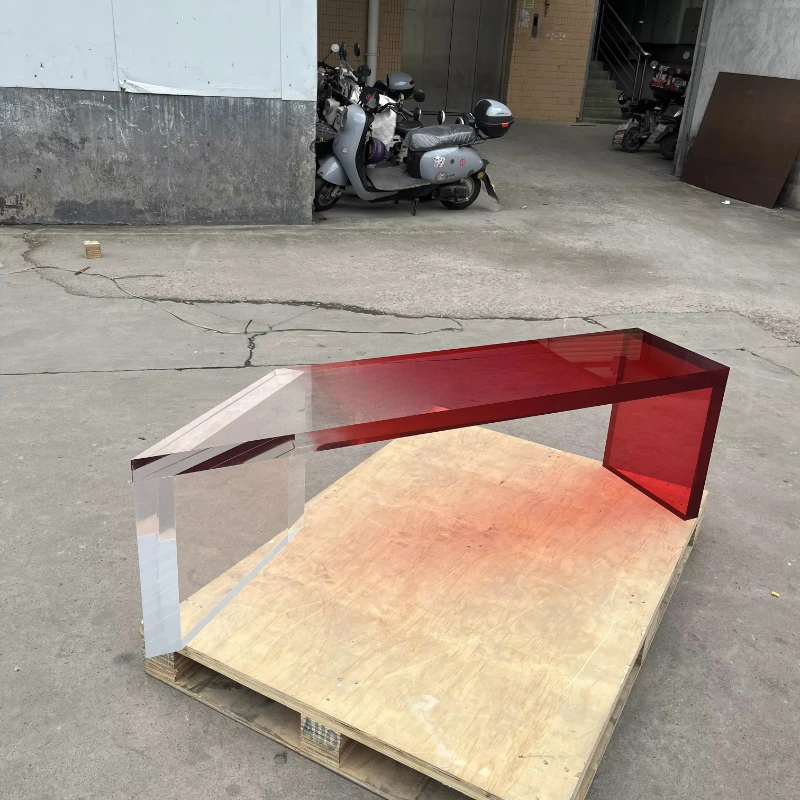 Amina craft custom modern acrylic transparent red gradual change bench home office or living room multi-functional activities