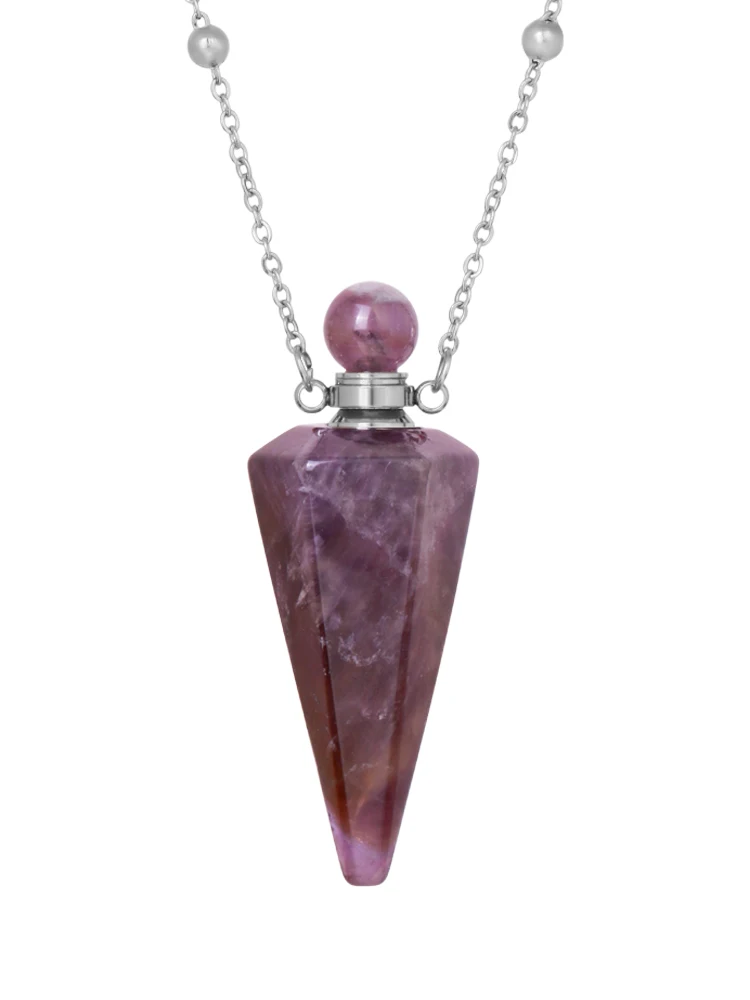 pendentif pierre naturelle labradorite véritables collier en cristal pierre naturelle pendentif de bouteille parfum de guérison Reiki quartz oeil de tigre diffuseur flacons d'huile essentielle chaine