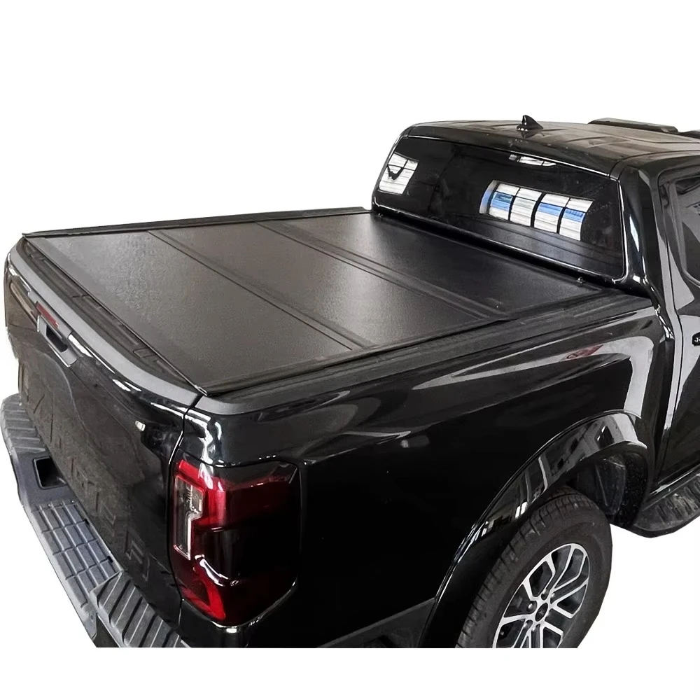

Pickup Truck Bed Cover Flush-Mounted Hard Tri-Fold Aluminum Alloy Manual Waterproof Locking Function F-150 Ranger