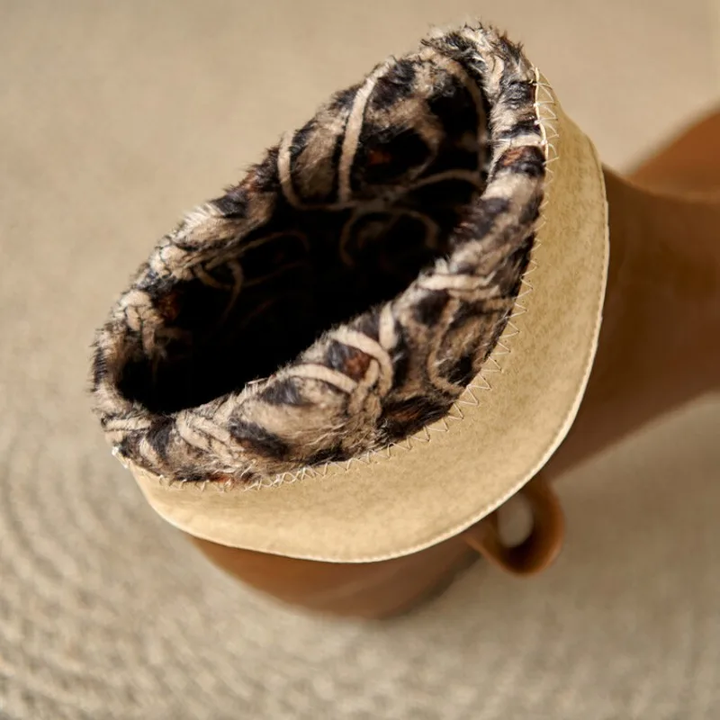 New 5cm Sloping Heel Pointed Ankle Boots Black PU Embossed Leather Short Plush Lining Winter Boots European American Sizes 35-45 - Image 5