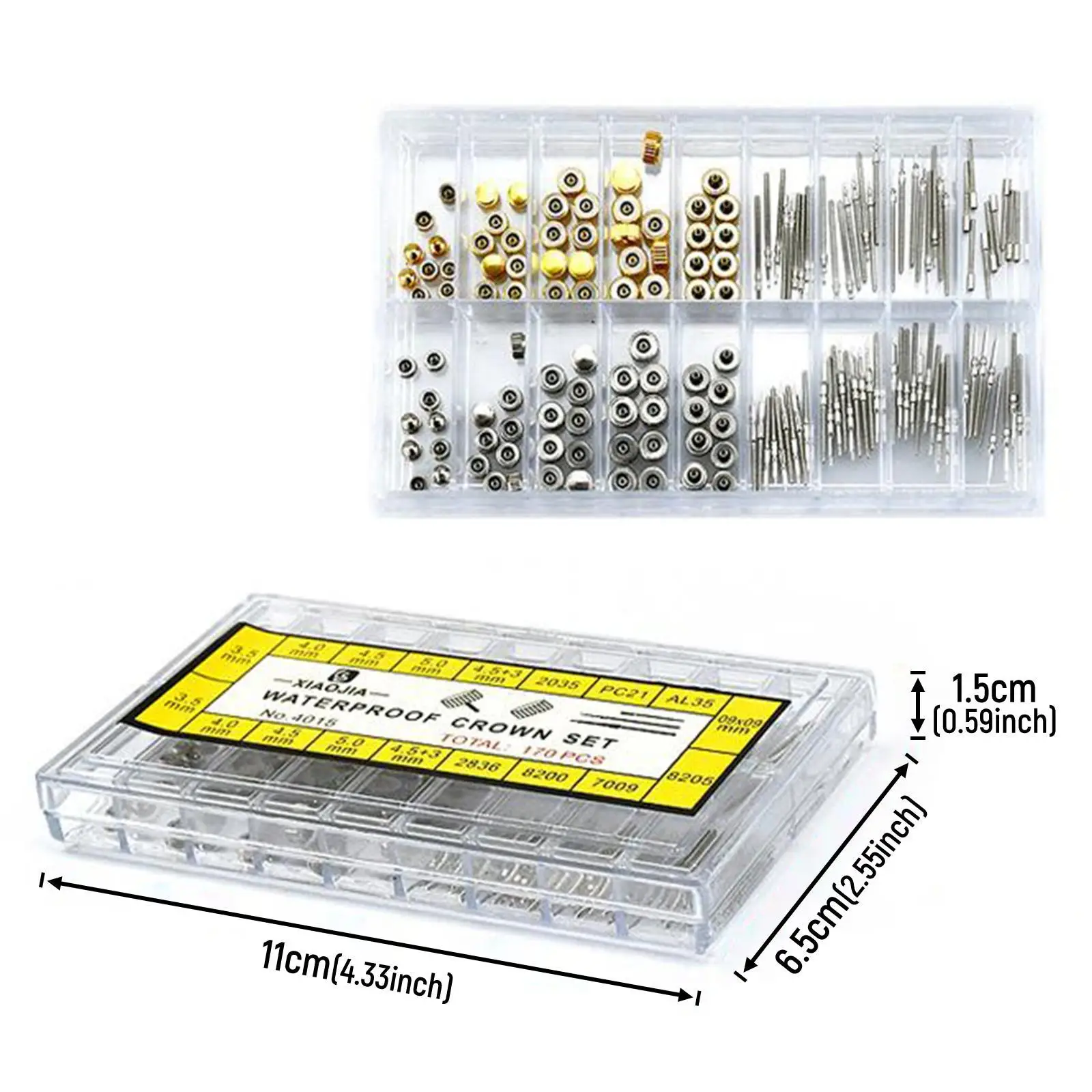 Watch Repairing Tool Accessory Stainless Crown Spring Bar Set for Watchmakers with Multi Size Replacement Parts for Watch Bands