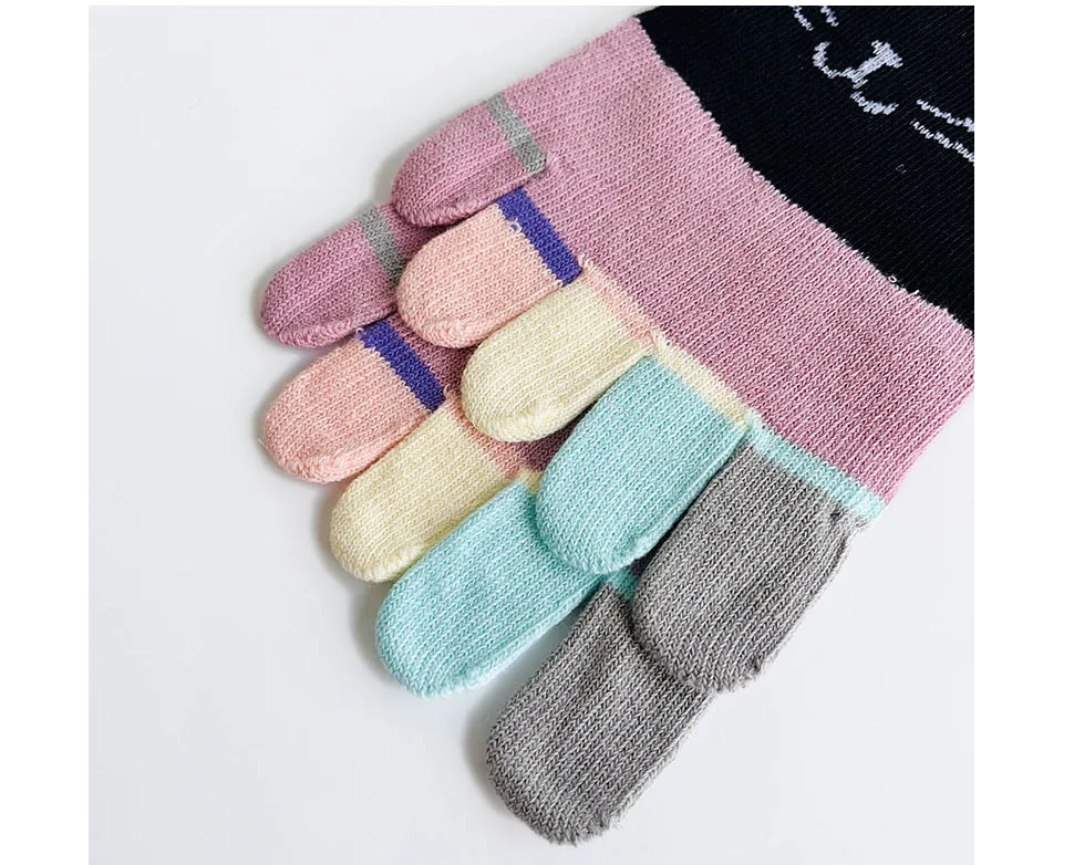 Niedliche kurze Zehensocken für Damen und Mädchen, Baumwolle, gestreift, Katze, Liebe, modisch, schweißabsorbierend, antibakteriell, atmungsaktiv, warm, Fünf-Finger-Socken – Detail 9