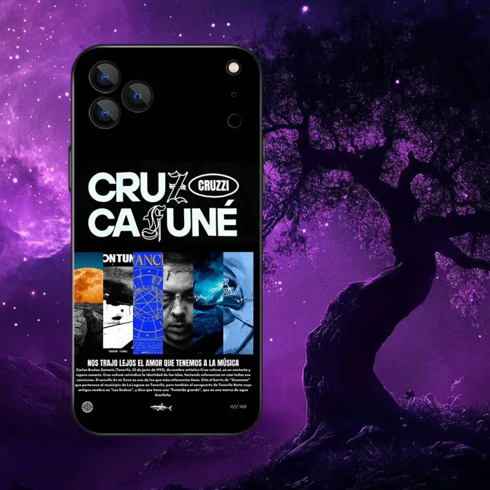 حافظة هاتف Cruz Cafune Me Muevo Con Dios لهاتف iPhone 17,16,15,14,13,12,Pro,Max,Plus,E,SE4,Air,Mini Black Soft Box