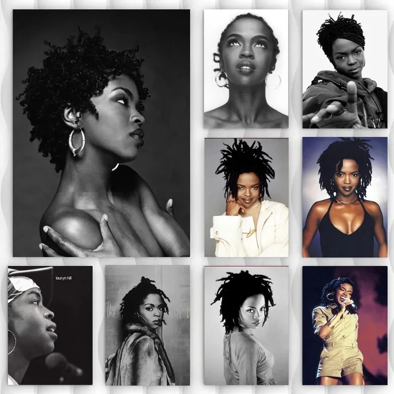 Black White Lauryn Hill Pop Hip Hop Rapper Music Star Poster Prints Wall Art Canvas Painting Picture Photo Gift Room Home Decor
