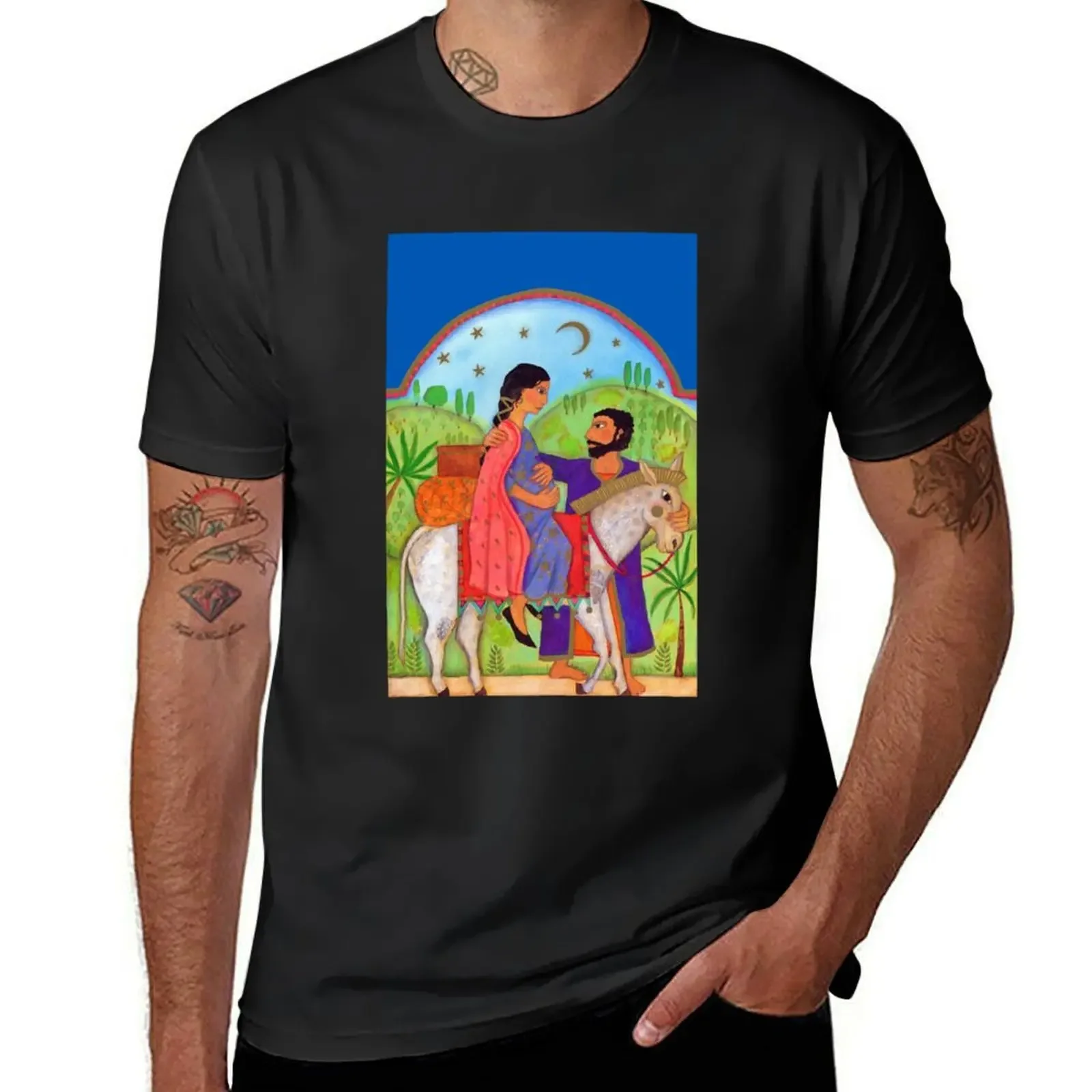 Flight Into Egypt Christian Arts T-Shirt aesthetic clothes oversized graphic tee vintage t shirts mens cotton t shirts