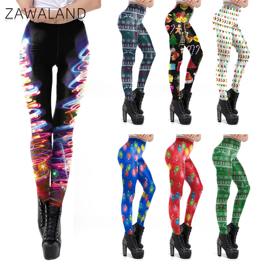 

Christmas Cosplay Leggings Women Santa Claus Party Pants Holiday New Year Stage Performance Tights 3D Digital Printing Trousers