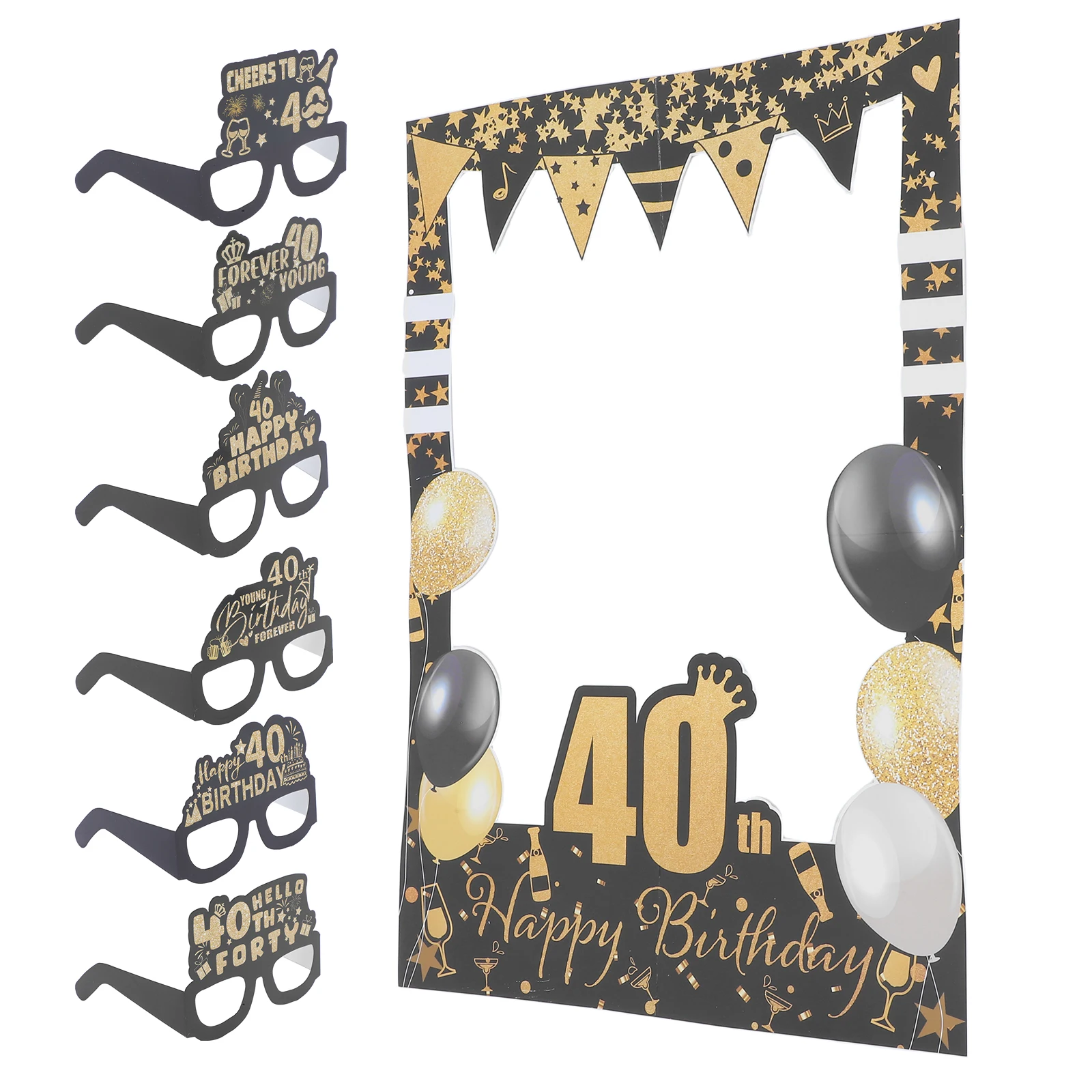 

Birthday Paper Glasses Photo Props 40th Decorations Celebrations AccessoriesVintageGlitterFramesEyewearSunglassesParty Supplies