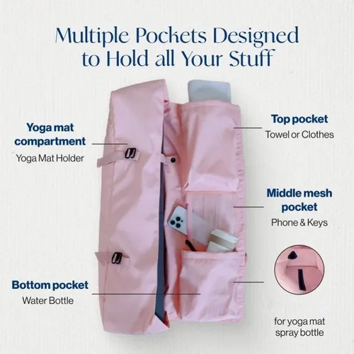 Imagen 2 del producto Nuevo Bolsa de Yoga, bolsa trasera para esterilla de Yoga con cinturón de estera ajustable, bolsa deportiva para ocio y Fitness