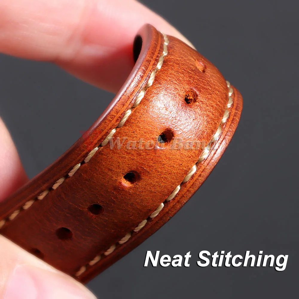 Vintage Oil Wax Genuine Leather Watch Strap 18mm 19mm 20mm 22mm 21mm Brown Watchbands for Samsung Galaxy Watch Band Bracelet