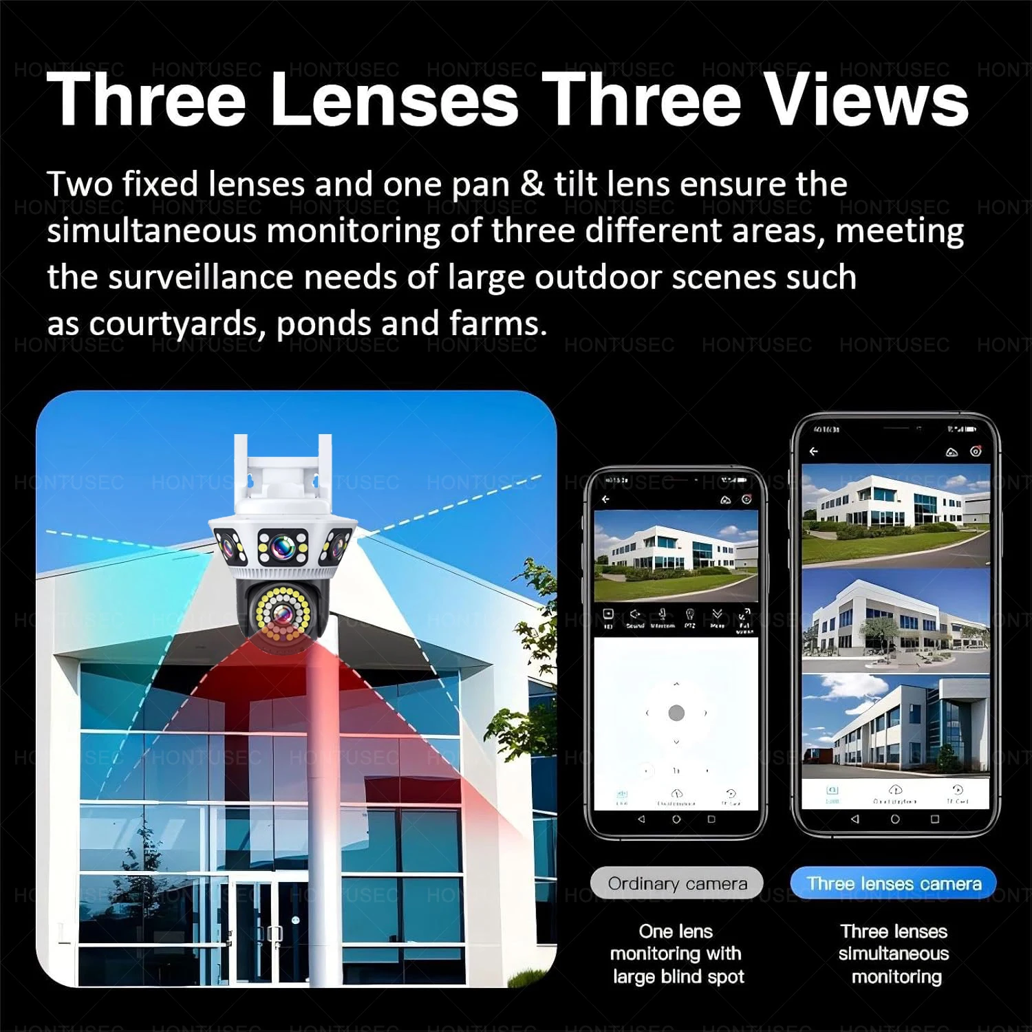 Yoosee 6K 12MP 3 LENS 3 Screens WiFi PTZ Camera Two Way Audio Color Night Vision Motion Detection IP CCTV Security Camera System