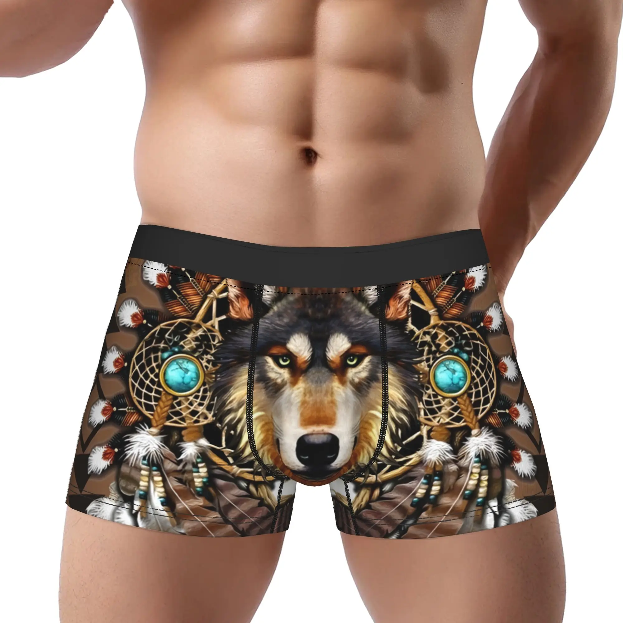 

Wolf Dreamcatcher wolf Underpants Breathbale Panties Men's Underwear Comfortable Shorts Boxer Briefs