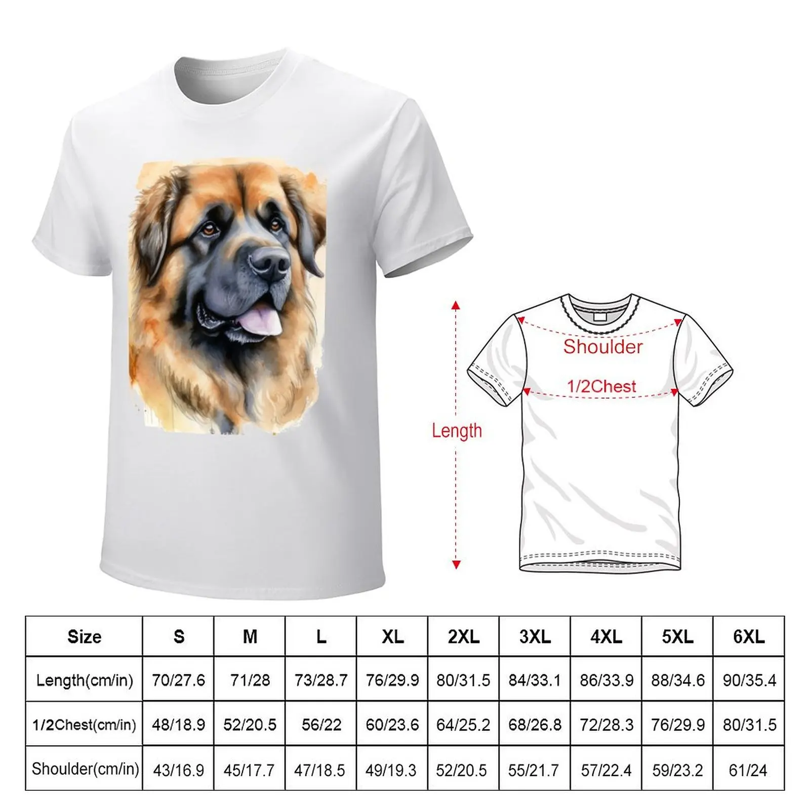 Leonberger Watercolour Illustration T-shirt Blouse kawaii clothes Short sleeve tee men