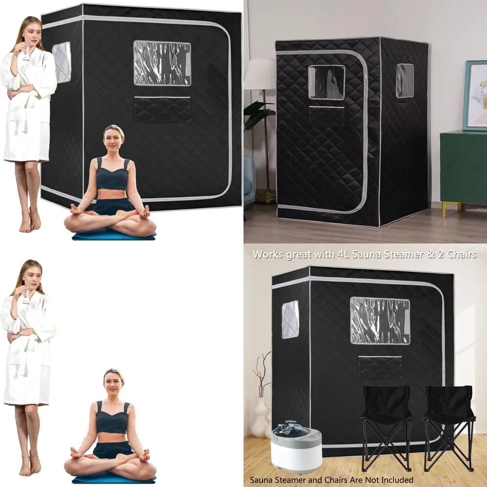 

Large Portable Steam Sauna Tent for Home, 1-2 Person, Grey, 47.28x35.46x63, Steamer Not Included