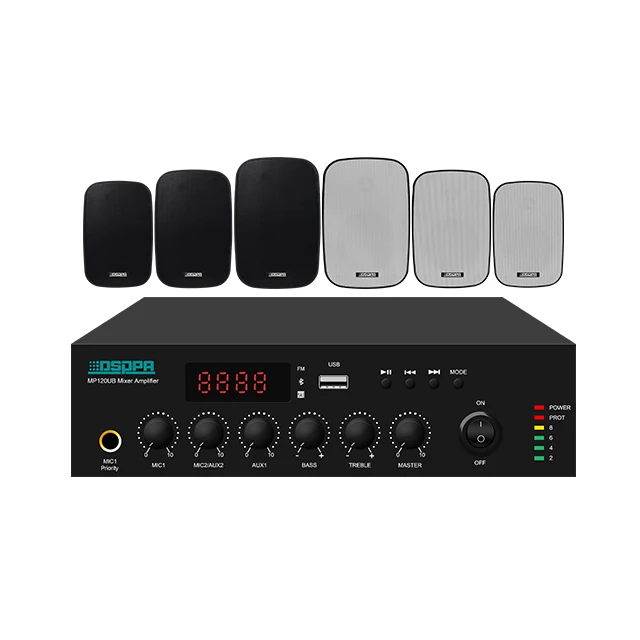 DSPPA Pa System Mini Digital Mixer Amplifier With Wall Speaker