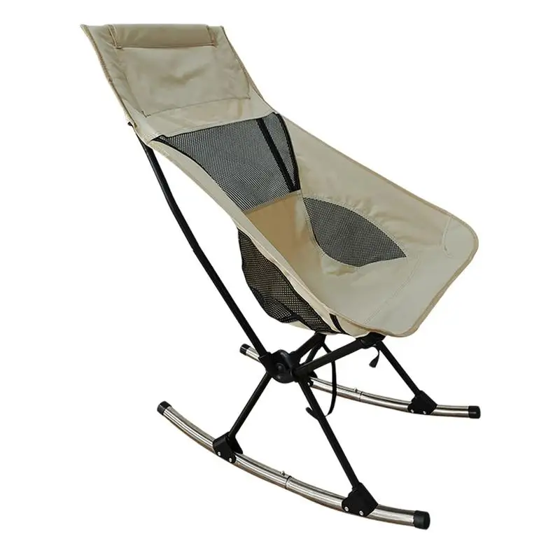 

Rocking Camp Chair Oxford Cloth High Back Folding Chair With Breathable Mesh Back Perfect For Outdoor Indoor Lawn Relaxation