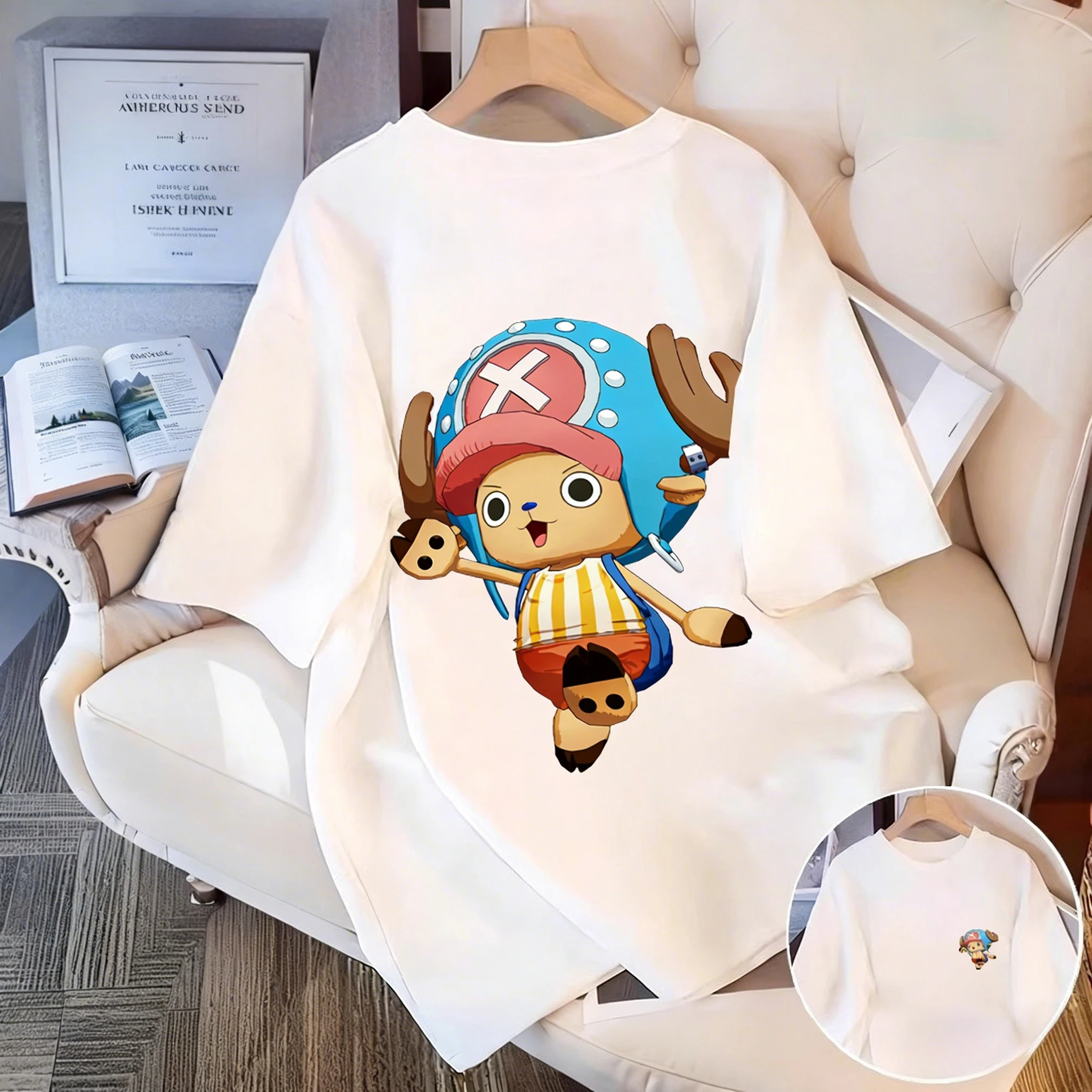 قطعة واحدة توني توني تشوبر للرجال والنساء 2026 الصيف أنيمي Harajuku مزدوجة الوجهين مطبوعة الأمريكية عادية الوالدين والطفل #3