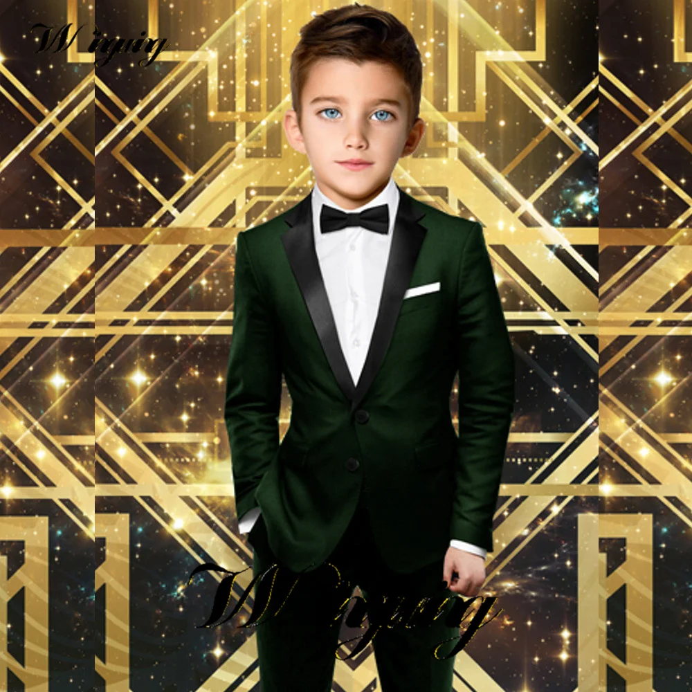 Black Boys Suit Formal Party Jacket Pants 2 Piece Set Kids Wedding Tuxedo Slim Fit Tailored 2-16 Years Old Clothes