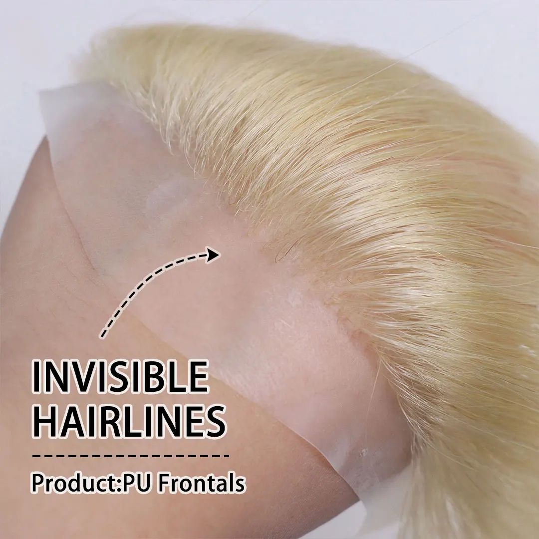 #613 Blonde Toupee Men Hairpiece For Forehead Hair Loss Invisible Seamless Ultra Thin Skin PU Men's Capillary Prosthesis