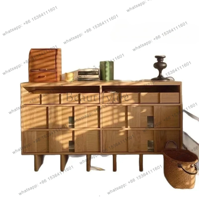 French retro style design solid wood bucket cabinet Italian entry porch cabinet storage six bucket cabinet log