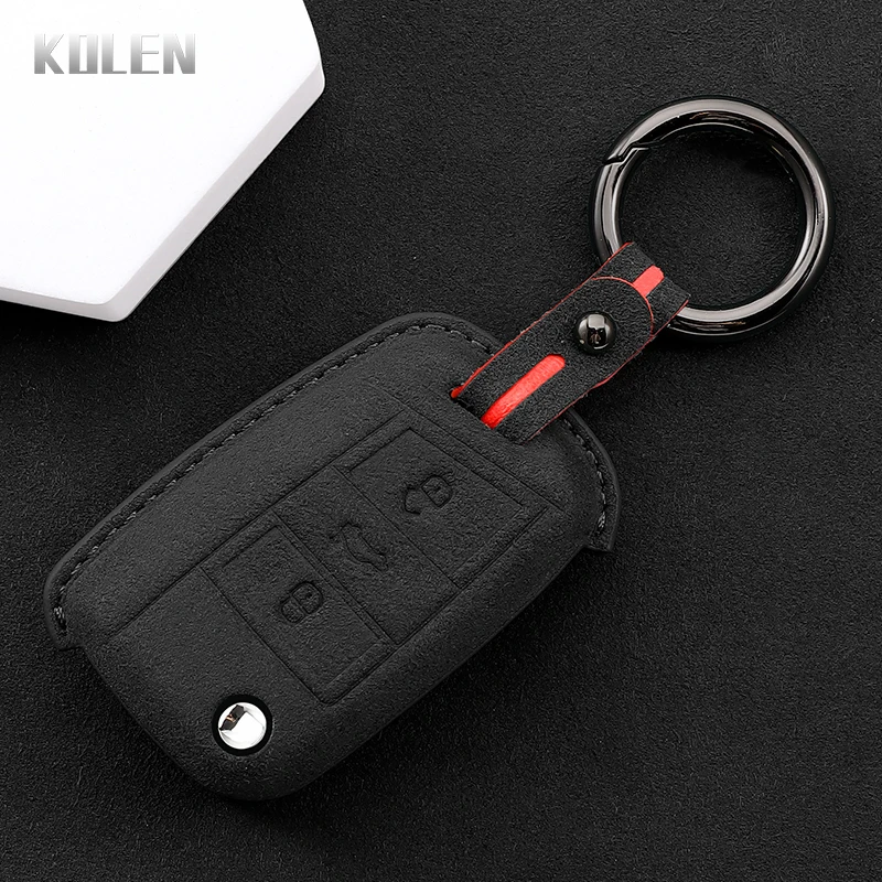 Leather Car Flip Key Case Cover Shell For VW Volkswagen Golf 7 MK7 Tiguan MK2 For SEAT Ateca Leon FR 2 Ibiza For Skoda Octavia