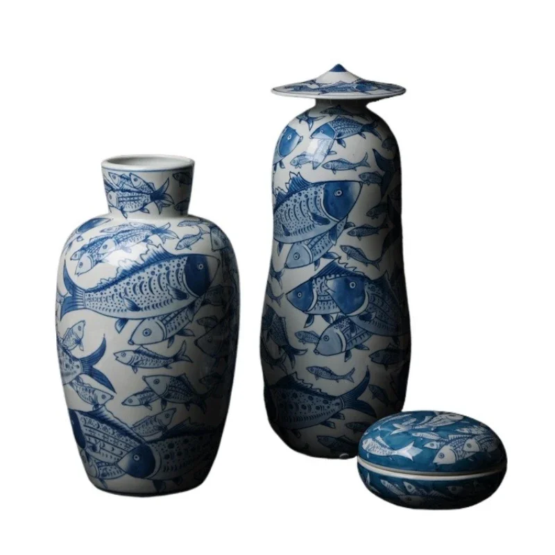 

Oriental Paris Grisaille blue and white porcelain "more than every year" new Chinese vase set of porch ornaments
