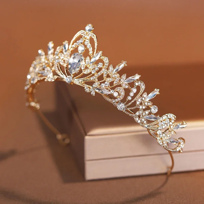 Bridal Headwear Gold-Colour Women's Full Of Classical Temperament Wedding Crown Girl Birthday Dazzling Tiaras image 4