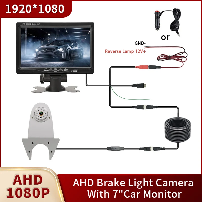 

AHD 1080P Car Brake Light Reverse Camera With 7-inch Car Monitor For Mercedes Benz Viano Sprinter Vito VW Transporter Crafter