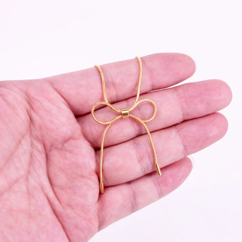 2024 Hot Style 316 Stainless Steel Bowknot Blow Chain Long Tassel Jewelry For Women Earrings Cute Gold Color Snake Chain