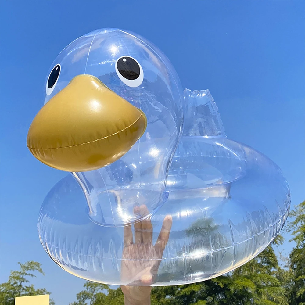 Cute Transparent Duck Baby Swimming Ring Inflatable Kids Bath Swimming Circle Floating Baby Seat For Water Party Beach Pool Toys