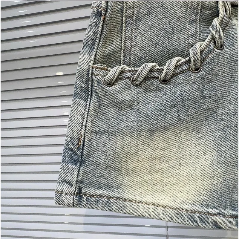 Washed Shorts for Women Denim Korean Style High Waist Chic Summer College Skinny Casual Pockets Young Retro Ulzzang Hot Girls