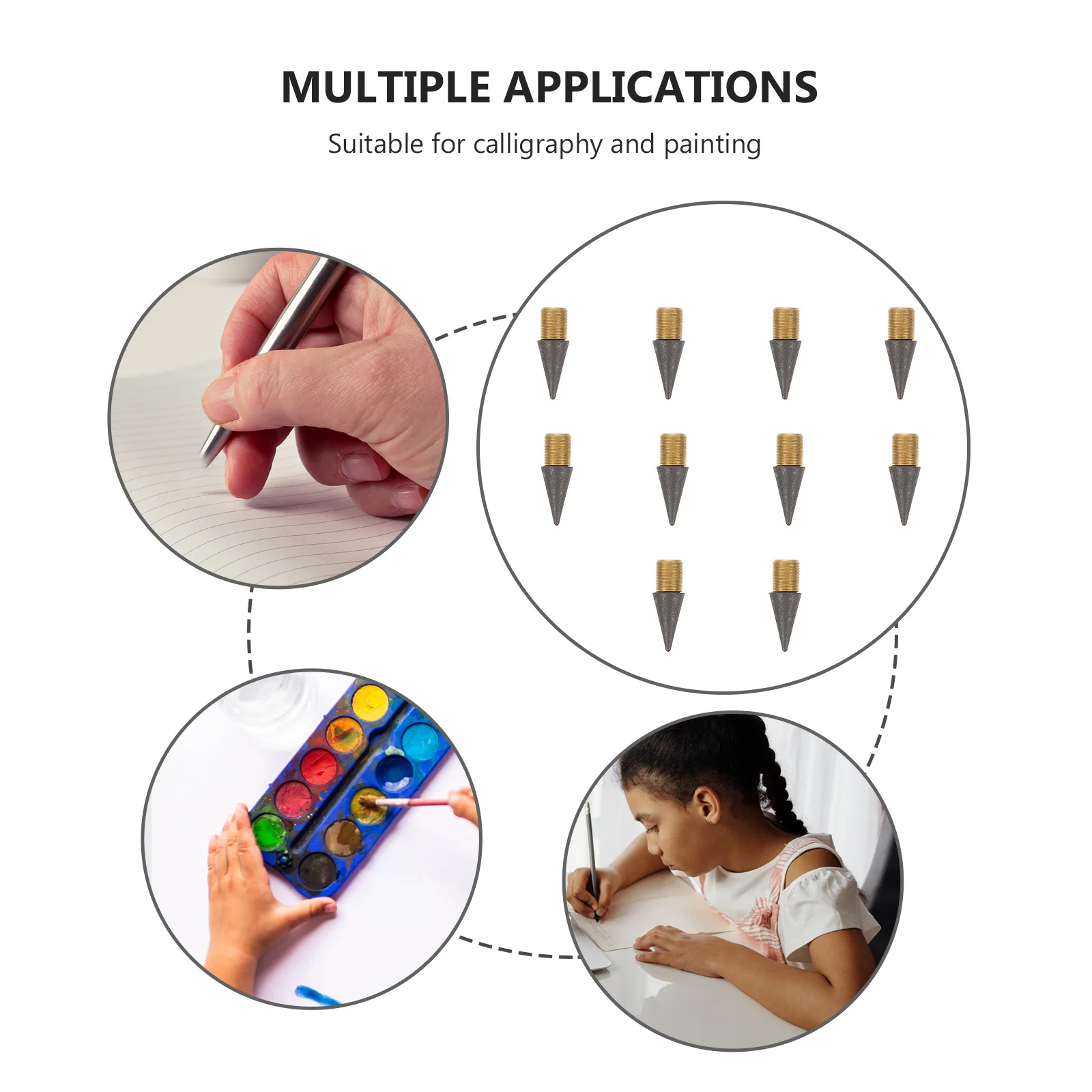 연필 깎이를 필요로 하지 않는 10개 연필 영구적인 무잉크 교체 가능한 필기촉