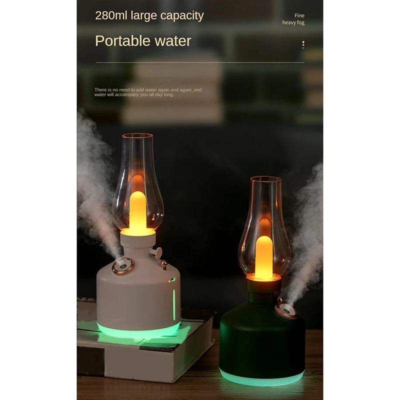 Retro Kohle Öllampe Modell führte Nachtlicht stumm Nebel Maker USB wiederauf ladbare drahtlose Mini Luftbe feuchter für Auto Büro