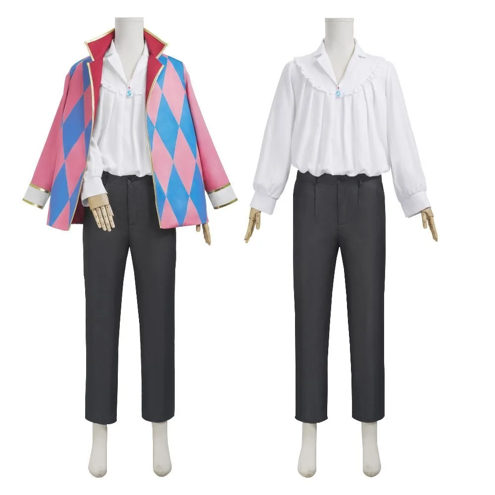 Howl Cosplay Costume wig Anime Full Set With Jacket Shirt Pants Necklace Earrings Men Women Halloween Party suit Howl Outfits - view 6