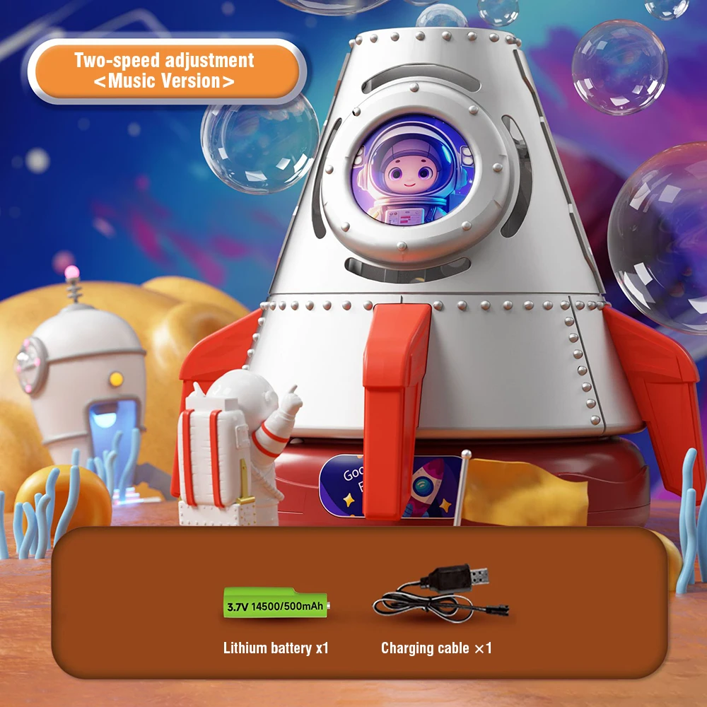 Máquina de bolhas espacial elétrica astronauta bolha arma automática sabão bolha soprando fabricante portátil brinquedo ao ar livre presente aniversário do miúdo