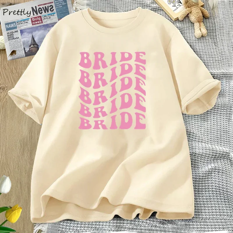 Retro Bride Bridesmaid T-Shirts Women Female Bridal Party Bachelorette Theme Party Tee Shirt Wedding Boho Bride Graphic Tshirt