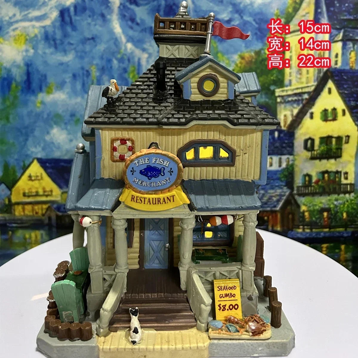 Lemax Creative Ceramic Light Up House Figurine Miniature Version of European Building Home Furnishing Living Room Ornament Gift