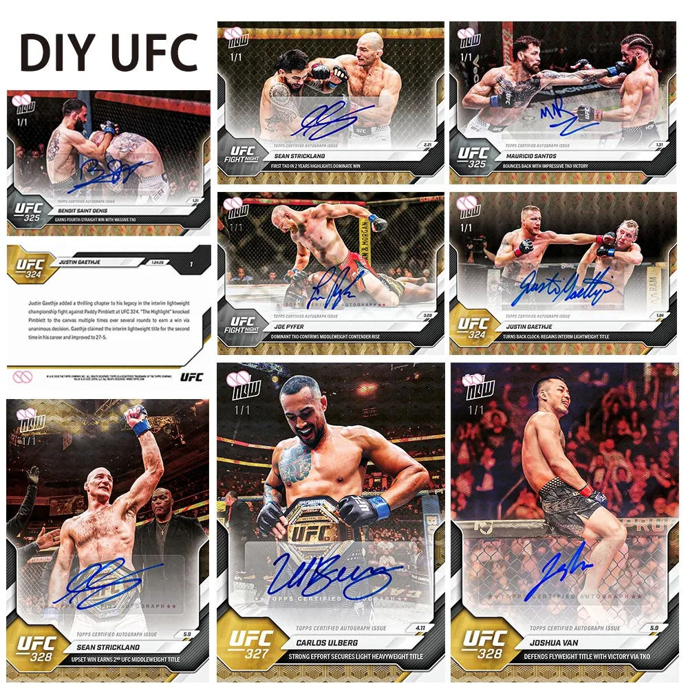 Ufc DIY homemade Carlos Ulberg Joshua Van Sean Strickland Justin Gaethje Joe Pyfer Rainbow Collector Cards Holiday Gift