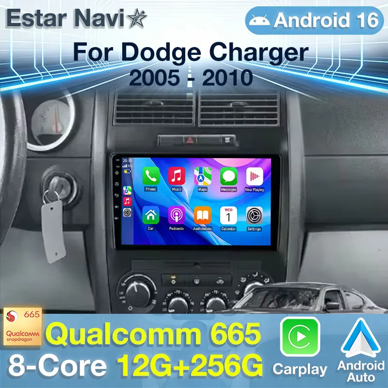 Android 16 Carplay Auto para Dodge Charger 2005-2010 para Dodge Magnum 2 2003-2007 Radio de coche Reproductor multimedia de video Navegación 4G